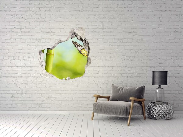 Pegatina pared rota trampantojo decorativo Mariposa en el jardín de bambú