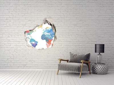 Vinilo adhesivo efecto agujero 3d para casa Mapa del mundo en un agujero en la pared