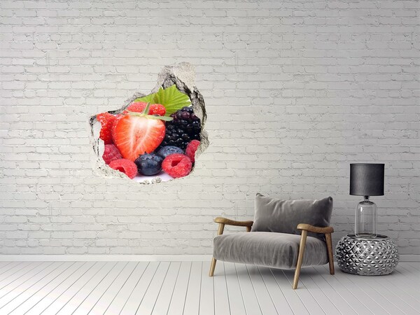 Pegatina efecto 3d pared rota decorativa El paraíso de las frutas detrás del muro