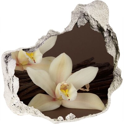 Samoprzylepna dziura na ścianę Kwiaty orchidei w uszkodzonej ścianie