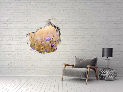 Vinilo adhesivo efecto agujero 3d para casa Un paraíso de flores detrás del muro.