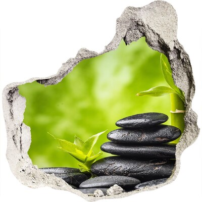 Vinilo decorativo boquete pared irregular Un oasis de paz con piedras.