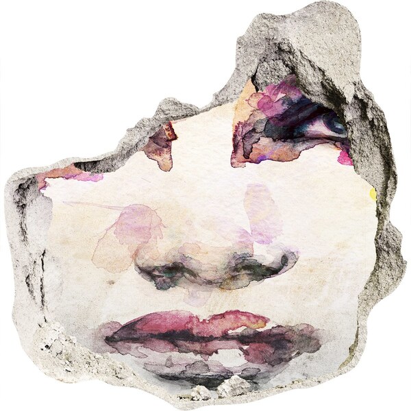 Pegatina efecto 3d pared rota decorativa La cara en la pared en ruinas