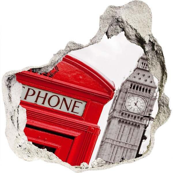 Vinilo adhesivo efecto agujero 3d para casa Paisaje de Londres con una cabina telefónica