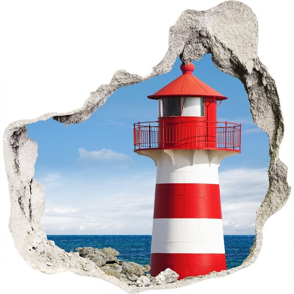Pegatina efecto 3d pared rota decorativa Un faro en la orilla del mar