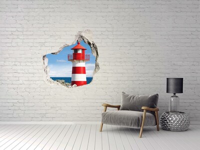 Pegatina efecto 3d pared rota decorativa Un faro en la orilla del mar