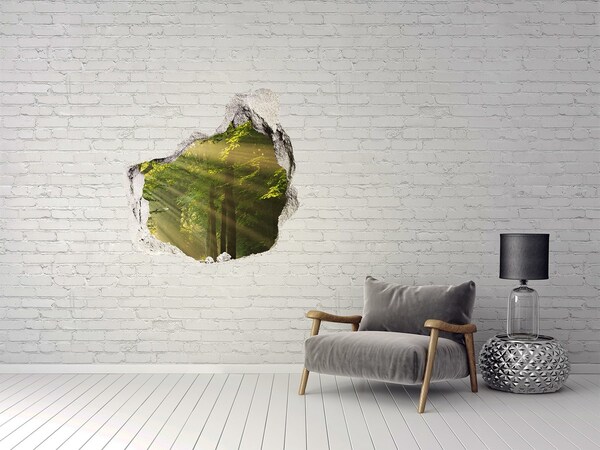 Vinilo decorativo boquete pared irregular Oasis de luz en el bosque