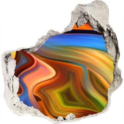 Vinilo decorativo boquete pared irregular Un paisaje colorido en un agujero en la pared.