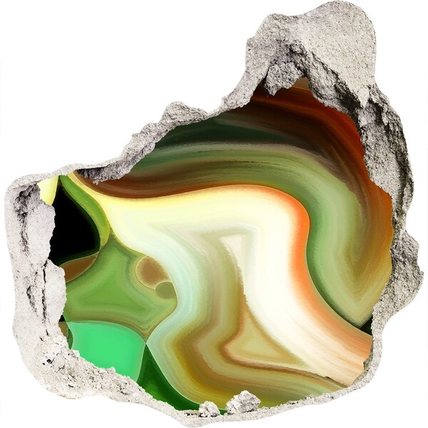 Pegatina efecto 3d pared rota decorativa Piedra de colores en un agujero en la pared.