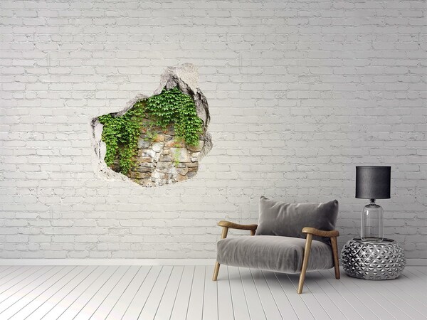 Vinilo adhesivo efecto agujero 3d para casa Muro verde con piedras