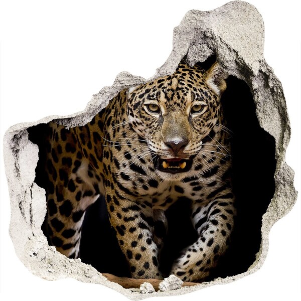 Vinilo decorativo boquete pared irregular Tigre en la jungla