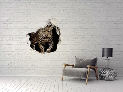 Vinilo decorativo boquete pared irregular Tigre en la jungla