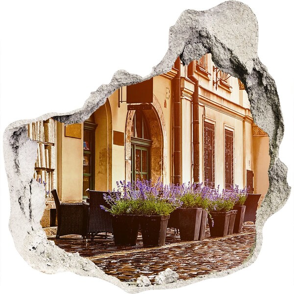 Pegatina efecto 3d pared rota decorativa Un rincón encantador con lavanda