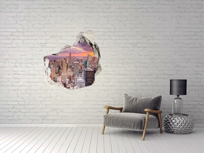 Vinilo adhesivo efecto agujero 3d para casa Nueva York al atardecer