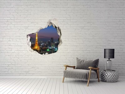 Vinilo adhesivo efecto agujero 3d para casa Vista de Tokio de noche