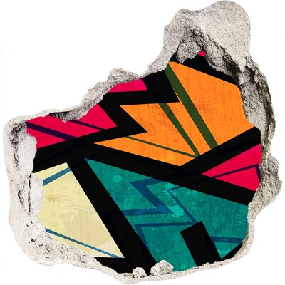 Vinilo adhesivo efecto agujero 3d para casa Un mural colorido en un agujero en la pared.