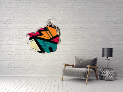 Vinilo adhesivo efecto agujero 3d para casa Un mural colorido en un agujero en la pared.