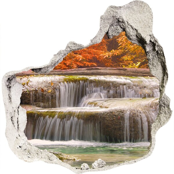 Vinilo decorativo boquete pared irregular Cascada en el paisaje otoñal