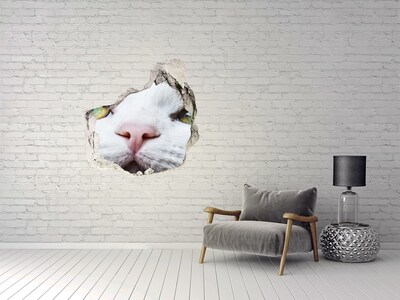 Pegatina efecto 3d pared rota decorativa El gato en la pared