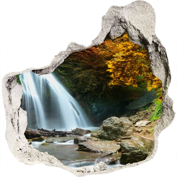 Pegatina pared rota trampantojo decorativo Cascada en el bosque otoñal