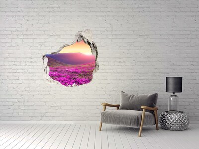 Vinilo decorativo boquete pared irregular Valle de las flores al atardecer