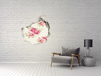 Vinilo decorativo boquete pared irregular Oasis de flores