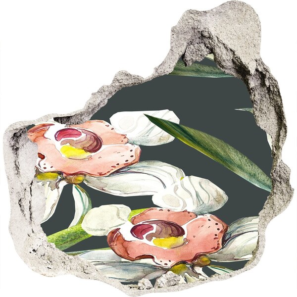 Pegatina pared rota trampantojo decorativo Flores en hormigón