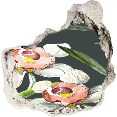 Pegatina pared rota trampantojo decorativo Flores en hormigón