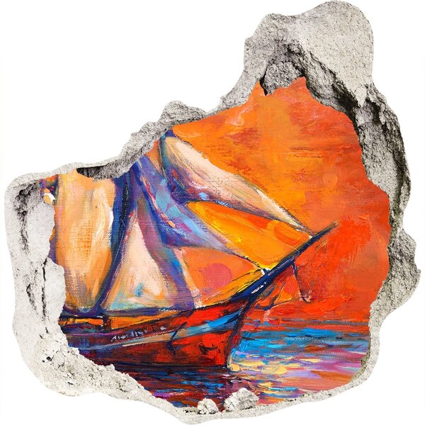 Vinilo adhesivo efecto agujero 3d para casa Puesta de sol en el mar