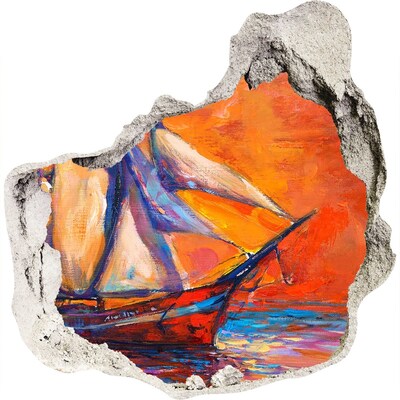 Vinilo adhesivo efecto agujero 3d para casa Puesta de sol en el mar