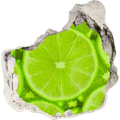 Naklejka dziura na ścianę beton Soczysta limonka w dziurze w ścianie