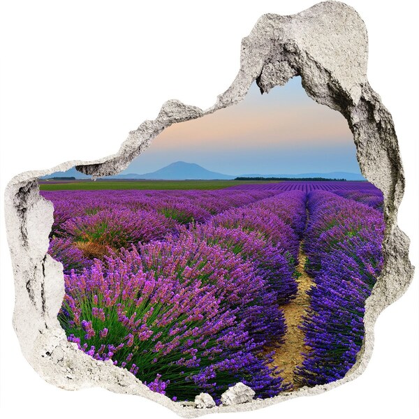 Vinilo decorativo boquete pared irregular Campos de lavanda al sol