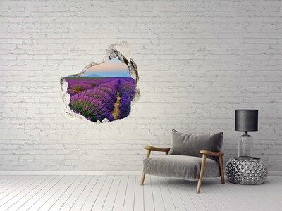 Vinilo decorativo boquete pared irregular Campos de lavanda al sol