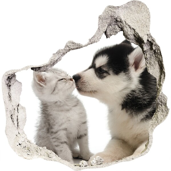 Pegatina efecto 3d pared rota decorativa Amistad animal
