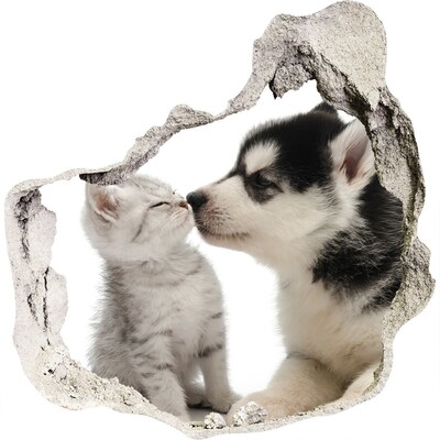 Pegatina efecto 3d pared rota decorativa Amistad animal