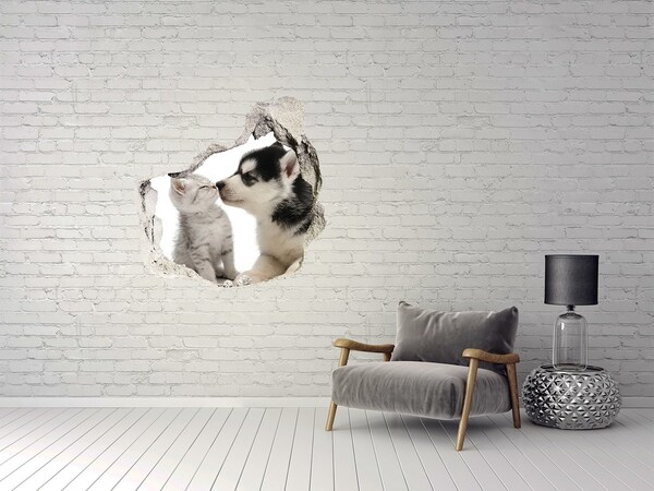 Pegatina efecto 3d pared rota decorativa Amistad animal