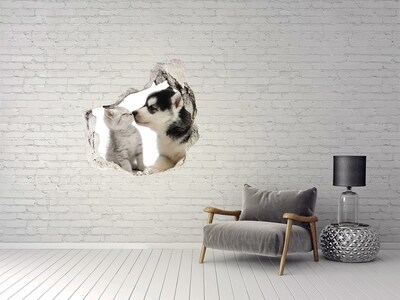 Pegatina efecto 3d pared rota decorativa Amistad animal