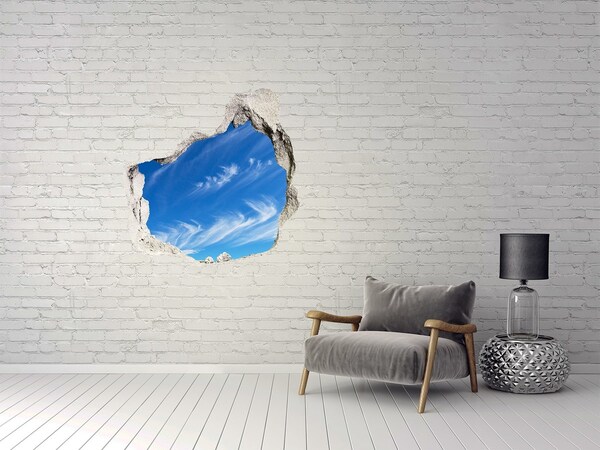 Vinilo decorativo boquete pared irregular Cielo con nubes