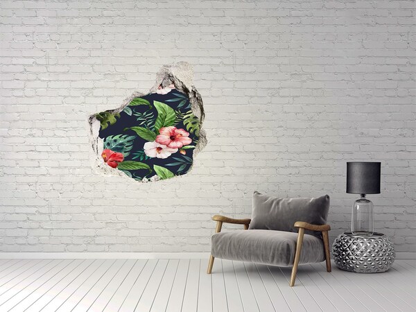 Vinilo adhesivo efecto agujero 3d para casa Jardín tropical en un agujero en la pared
