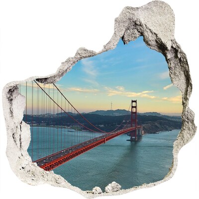 Pegatina efecto 3d pared rota decorativa Puente Golden Gate en San Francisco