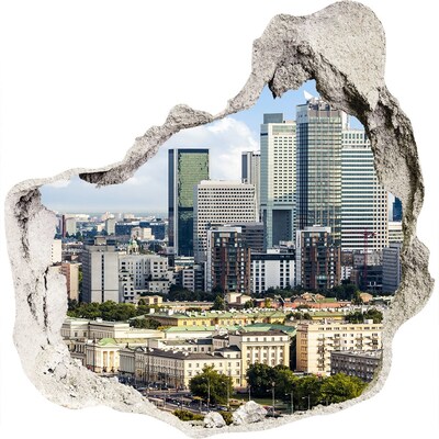 Vinilo adhesivo efecto agujero 3d para casa Vista de la ciudad moderna