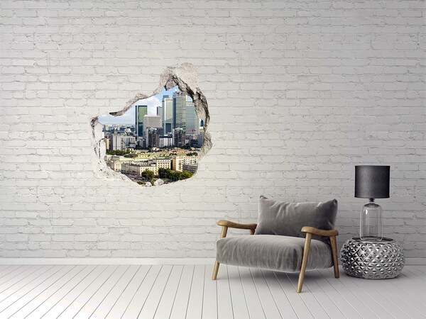 Vinilo adhesivo efecto agujero 3d para casa Vista de la ciudad moderna