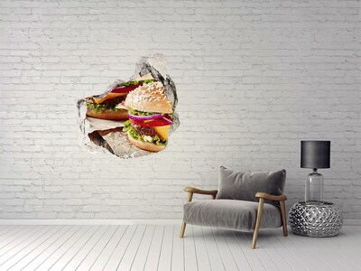 Vinilo decorativo boquete pared irregular Hamburguesa jugosa de agujero en la pared
