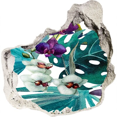 Pegatina pared rota trampantojo decorativo Jardín tropical en un agujero en la pared