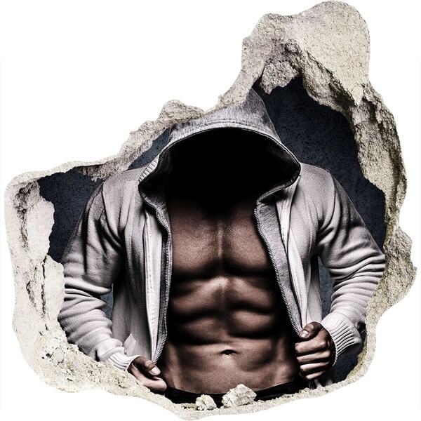 Pegatina efecto 3d pared rota decorativa Entrenamiento intenso en estilo urbano