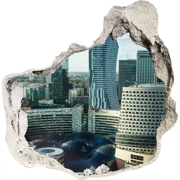 Pegatina efecto 3d pared rota decorativa Vista de la ciudad moderna