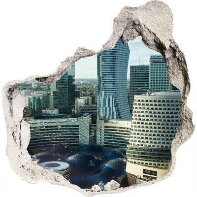 Pegatina efecto 3d pared rota decorativa Vista de la ciudad moderna