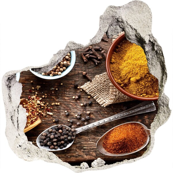 Pegatina efecto 3d pared rota decorativa Especias de cocina