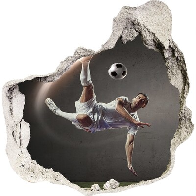 Vinilo decorativo boquete pared irregular Salto de fútbol en acción