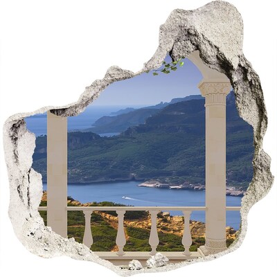 Vinilo adhesivo efecto agujero 3d para casa Vista de la pintoresca bahía